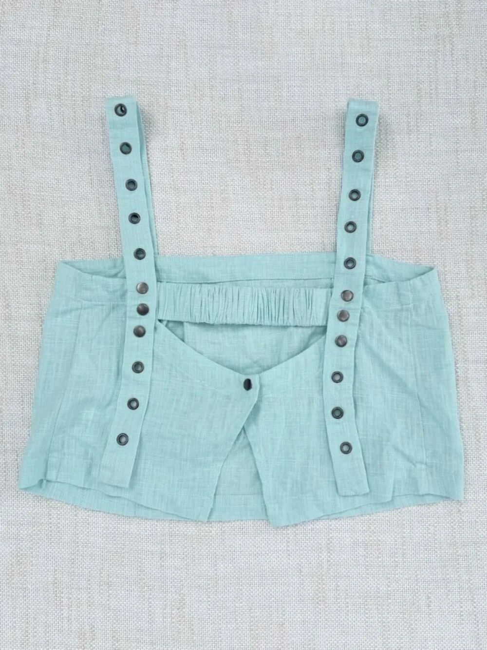 Free People Syd Grommet Linen Crop Top XS Mint